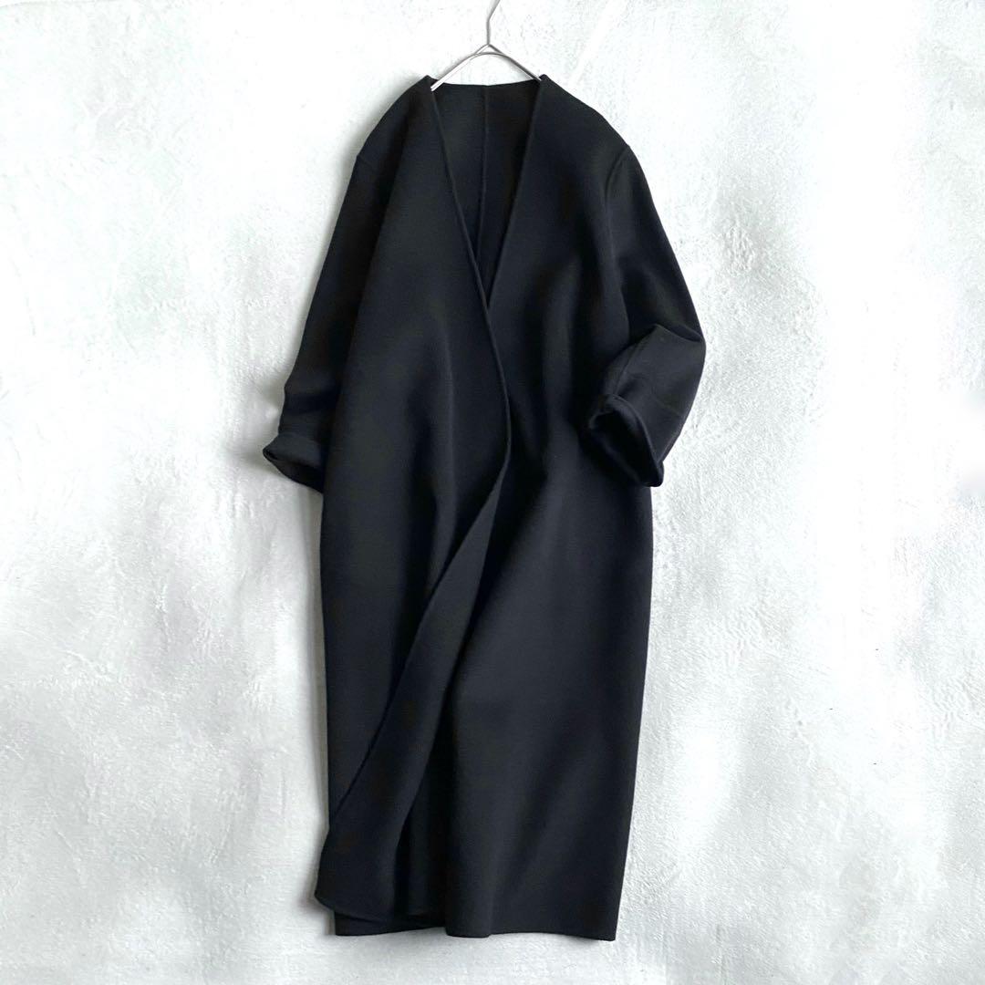 【ほぼ未使用✨】Plage ハミルトンノーカラーコート　ダブルフェイス　黒　38