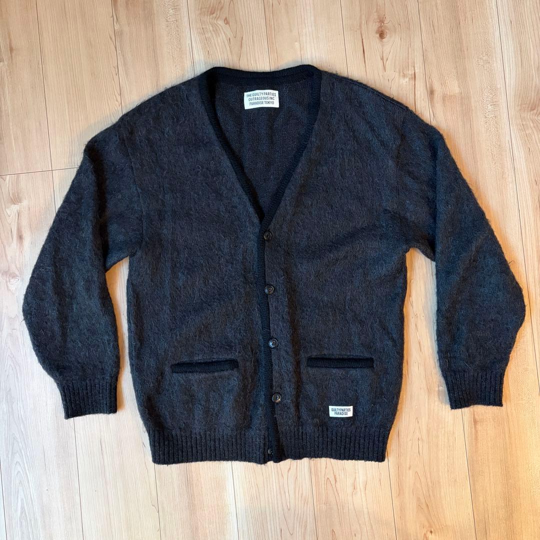 ワコマリア　ミックスモヘアカーディガン　XL ブラックグレー