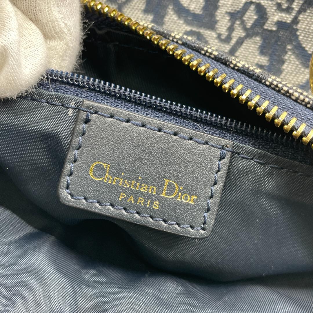 良品　Christian Dior トロッター　ミニボストン　D金具　ネイビー