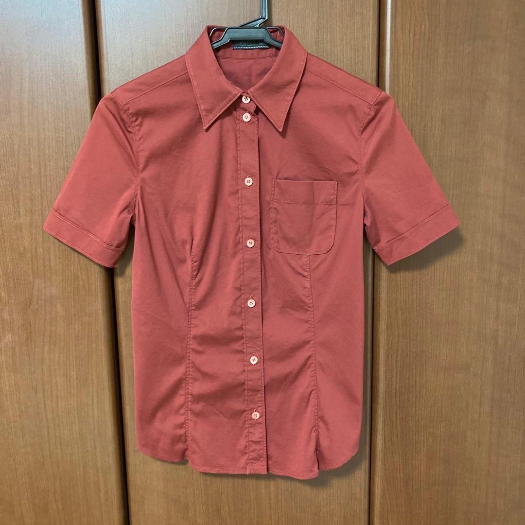 PRADA プラダ 半袖ストレッチシャツ レッド レディース