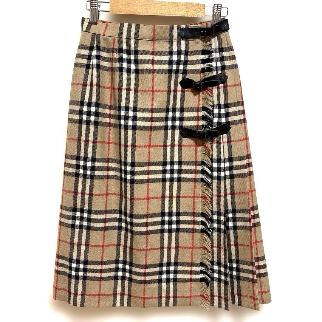 公*o様 Burberrys 巻きスカート ノバチェック ウール　フリンジ 美品