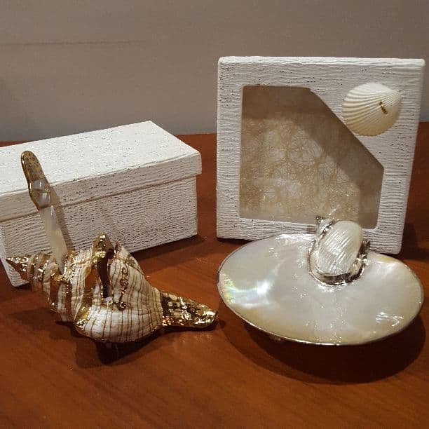 ★美品★貝殻の小物置き＆封書差し(ペーパーナイフ付)