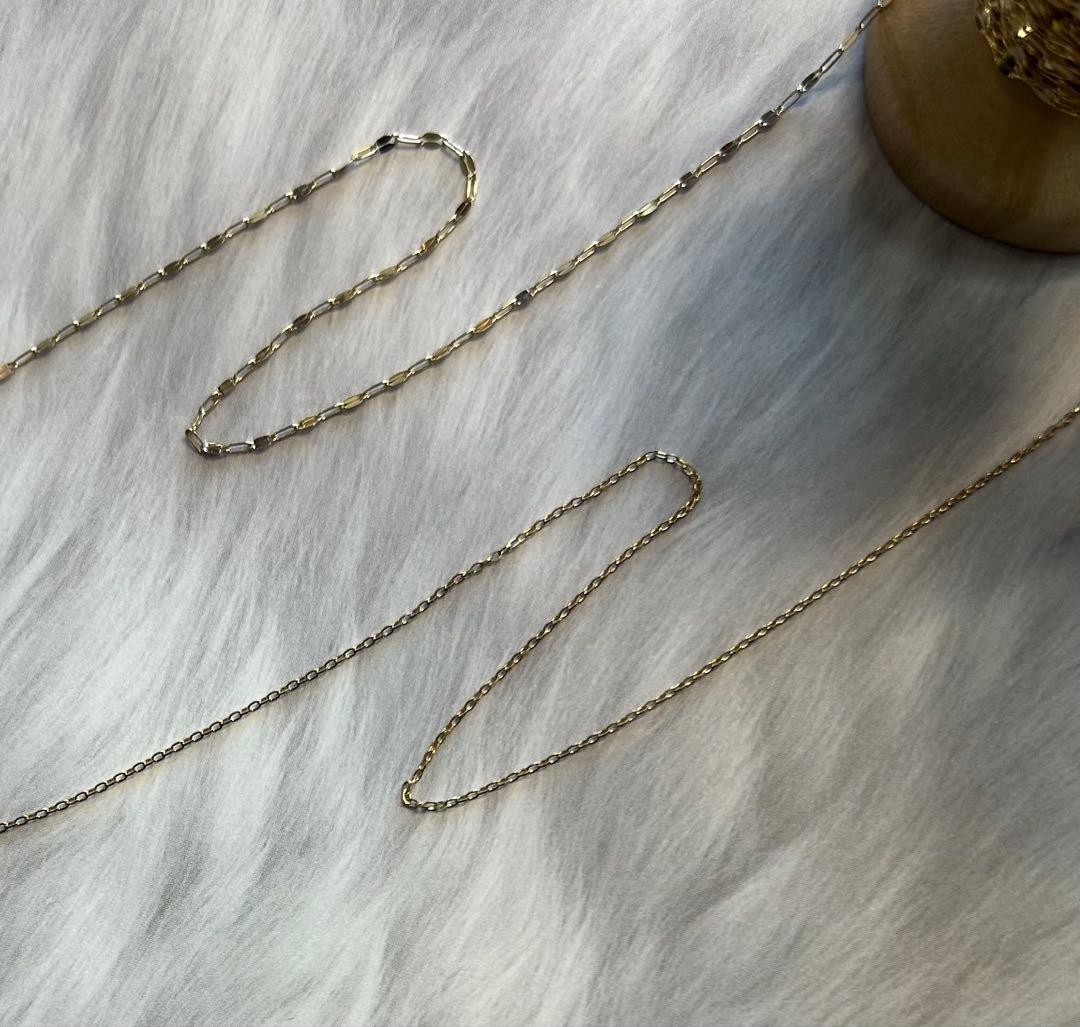 K10 2連ペタル＆アズキチェーンブレスレット　ゴールド　10金