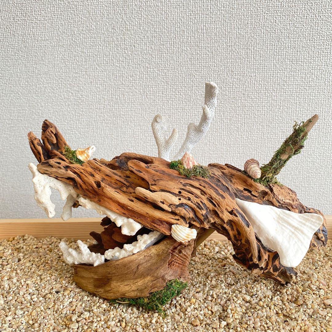 流木アート⚫︎ 恐竜 インテリア サンゴ 一点モノ