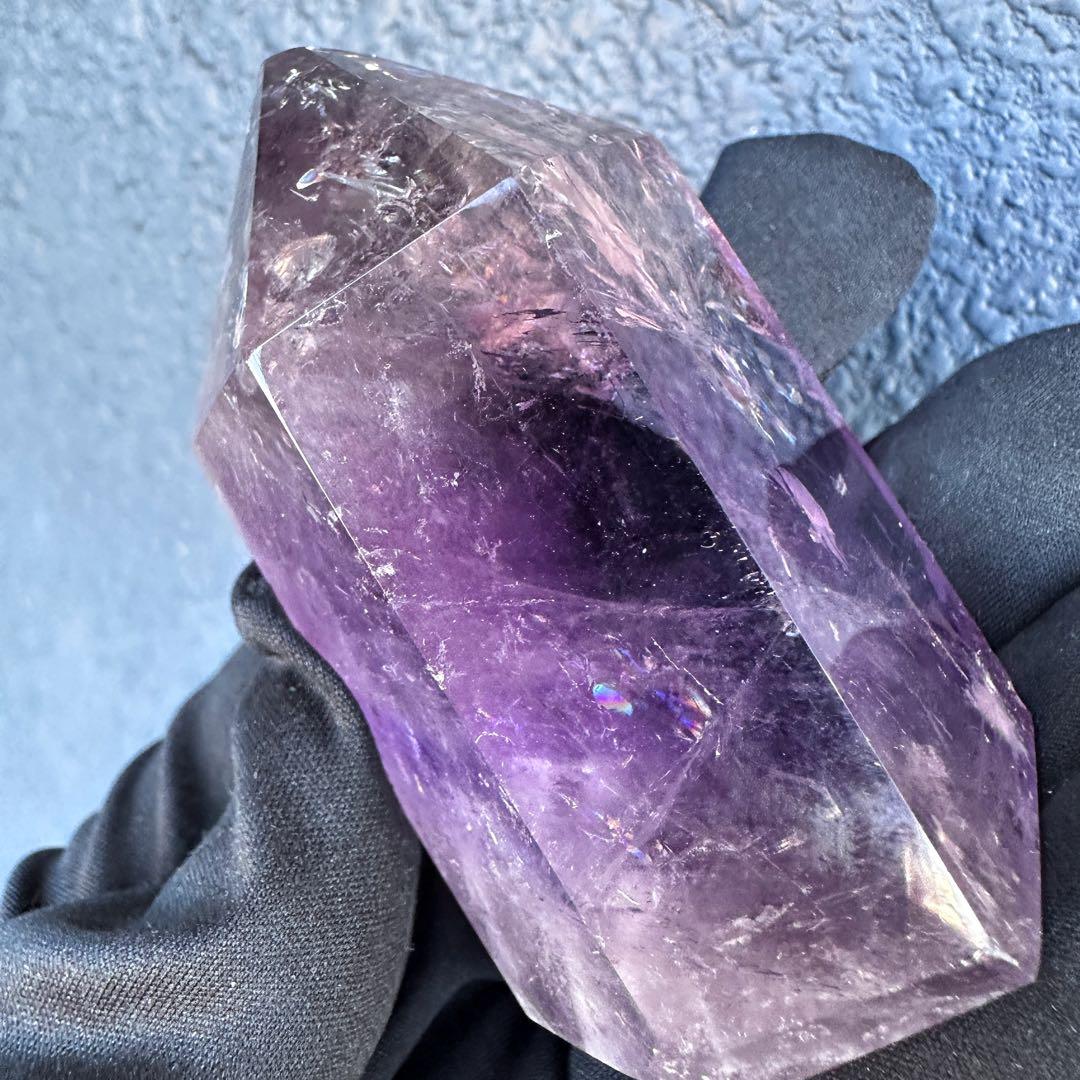 虹入り水晶☆レインボー☆アメトリン 六角柱 パワーストーン天然石 原石A1391