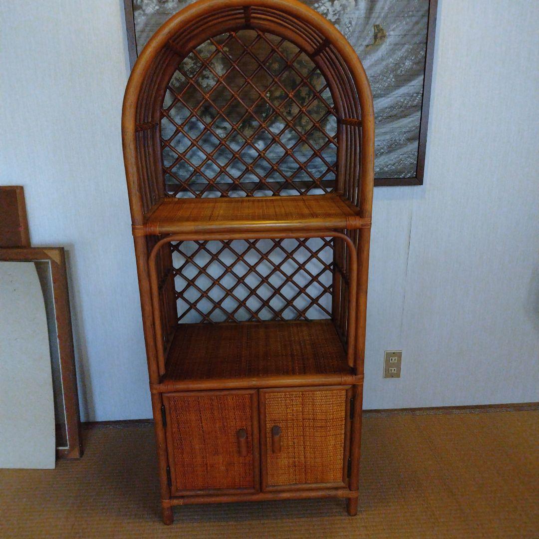 ラタン製オープンシェルフ 3段　藤ラック　本棚