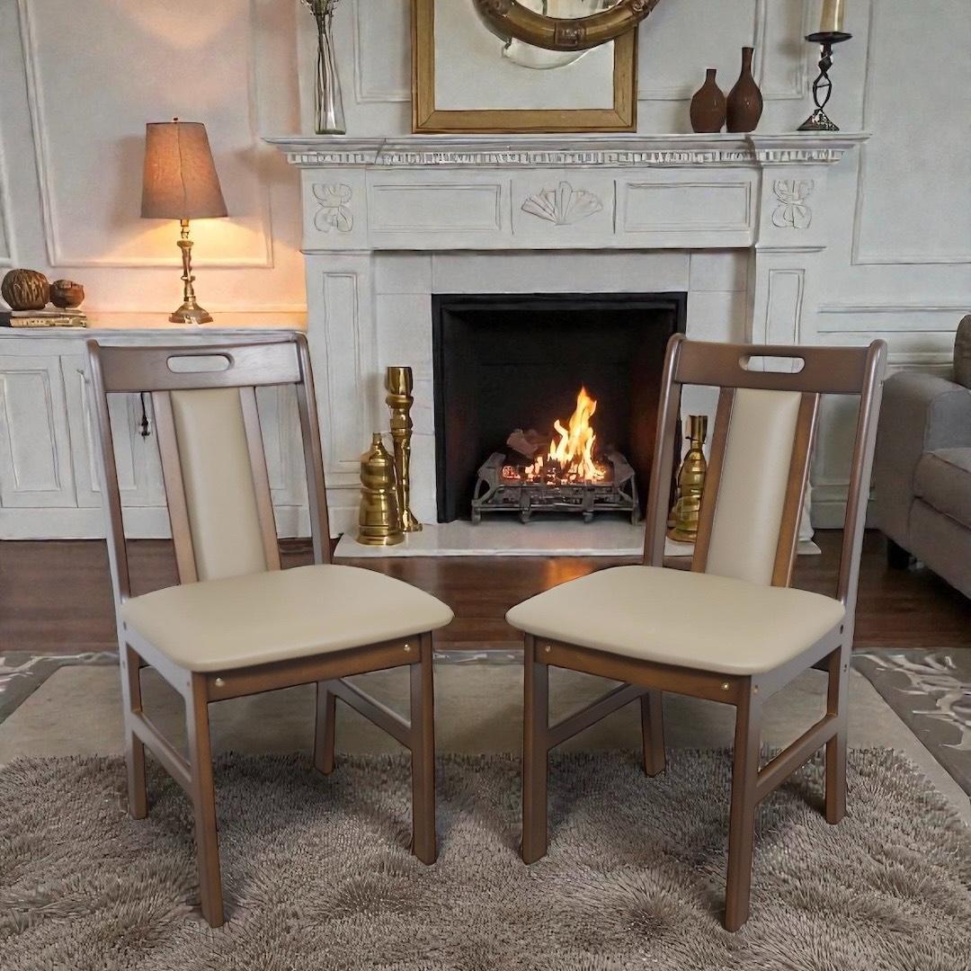 【新品】ダイニングチェア　2脚セット　天然木　組み立て式　アウトレット