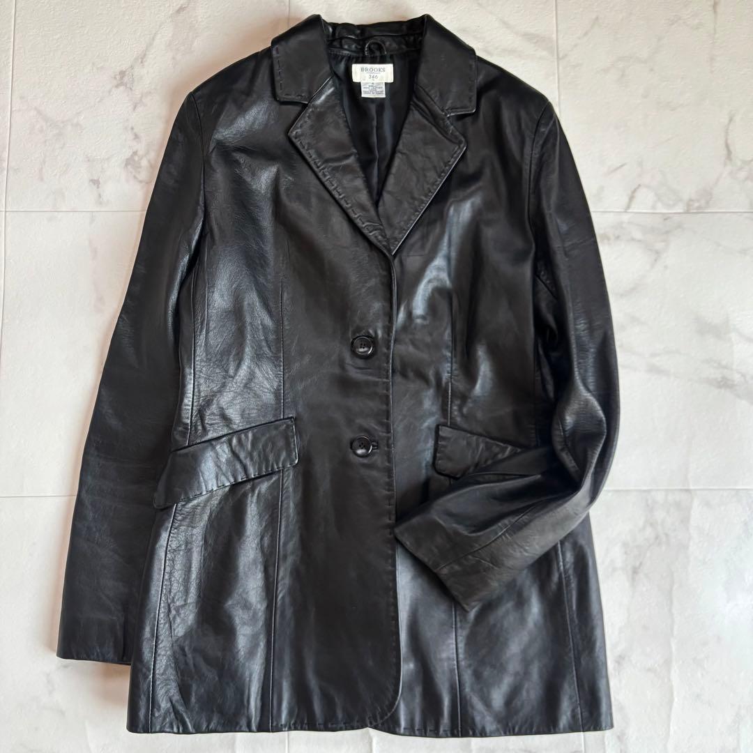 BROOKS 346 ブルックスブラザーズ レザー ジャケットコート ブラック