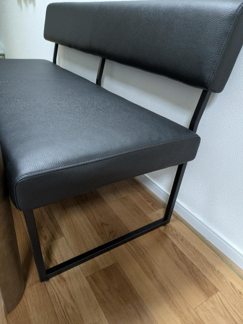 【新品未開封】ダイニングベンチ おしゃれ黒い合成皮革ベンチ