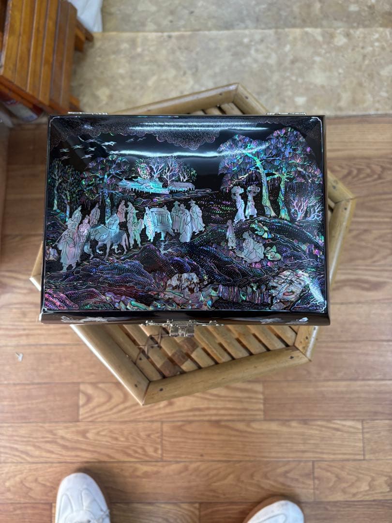 高級 螺鈿細工 ジュエリーボックス 宝石箱 伝統工芸 鏡付 ヴィンテージリング