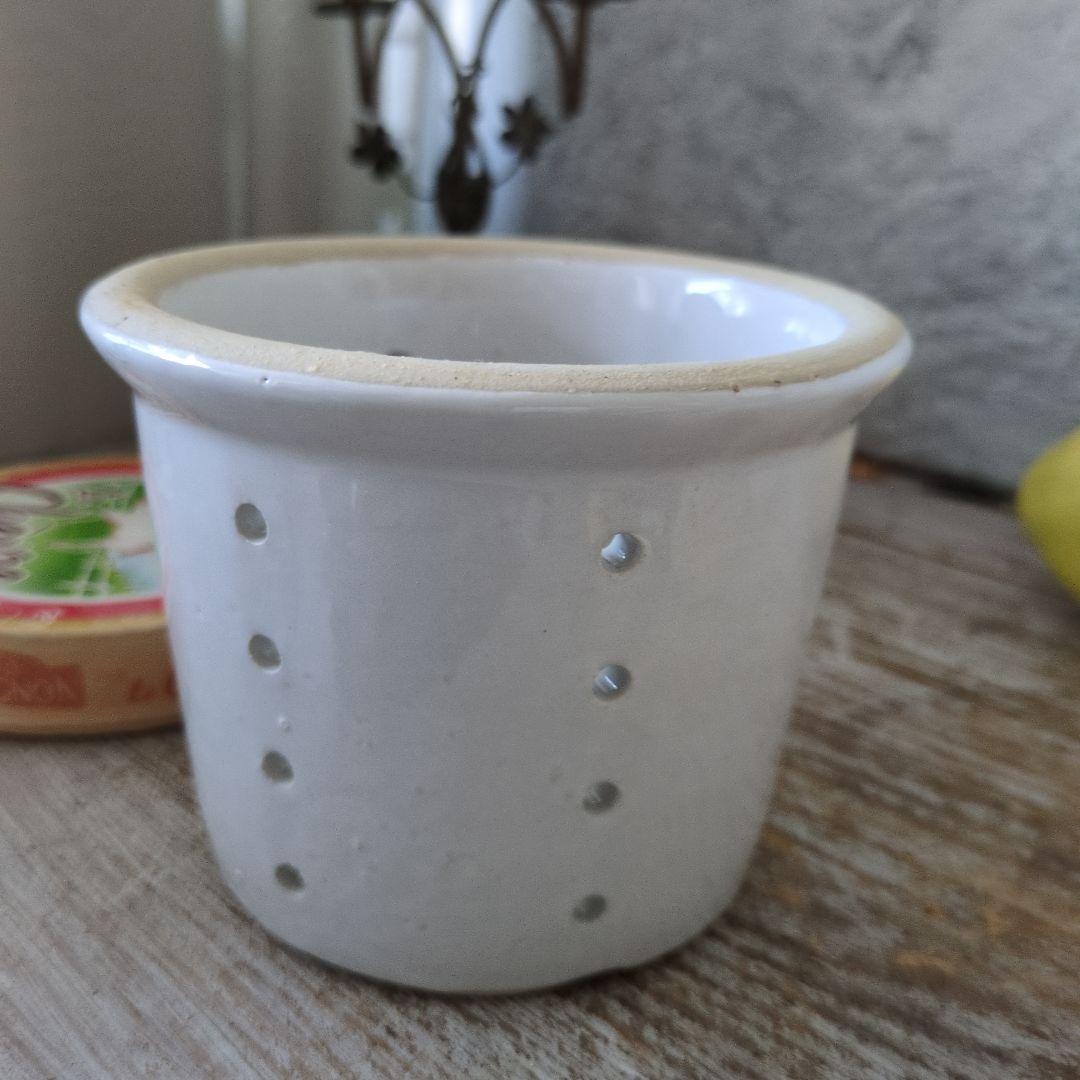 フランス　アンティーク　チーズ 大き目　水切り　フィセル　陶器　キャニスター