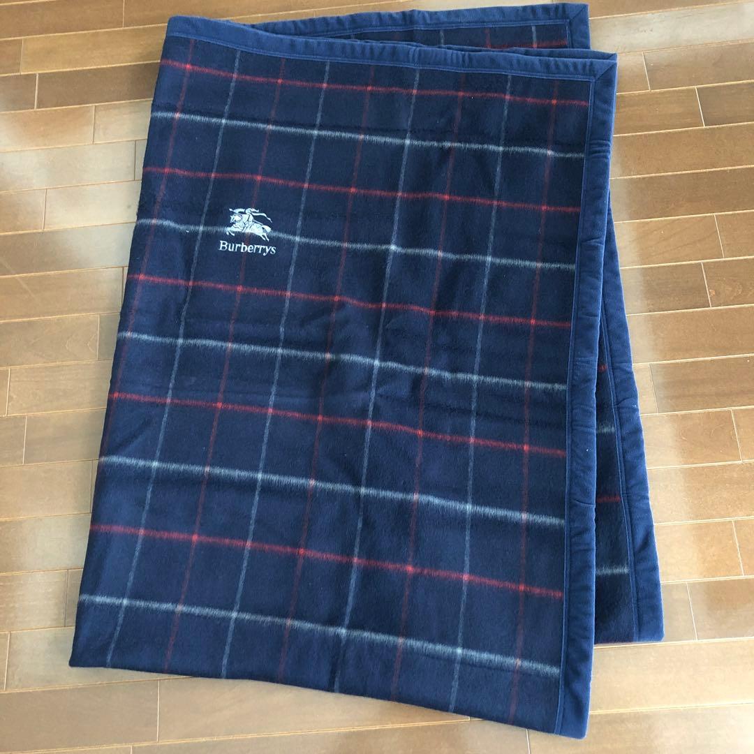 Burberrys ウール　毛布　オールド　バーバリー　ネイビー　チェック　毛