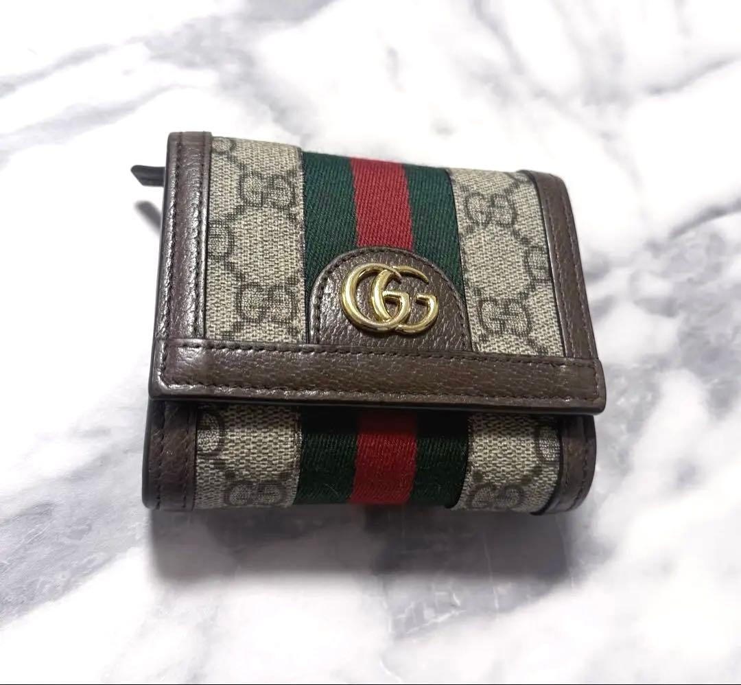 GUCCI オフィディア シェリーライン GGスプリーム 二つ折り財布