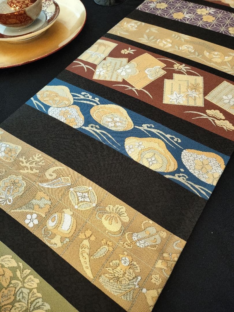 A906高級‼️ひな祭り‼️七福神‼️袋帯テーブルランナー