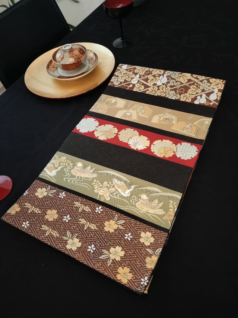 A906高級‼️ひな祭り‼️七福神‼️袋帯テーブルランナー