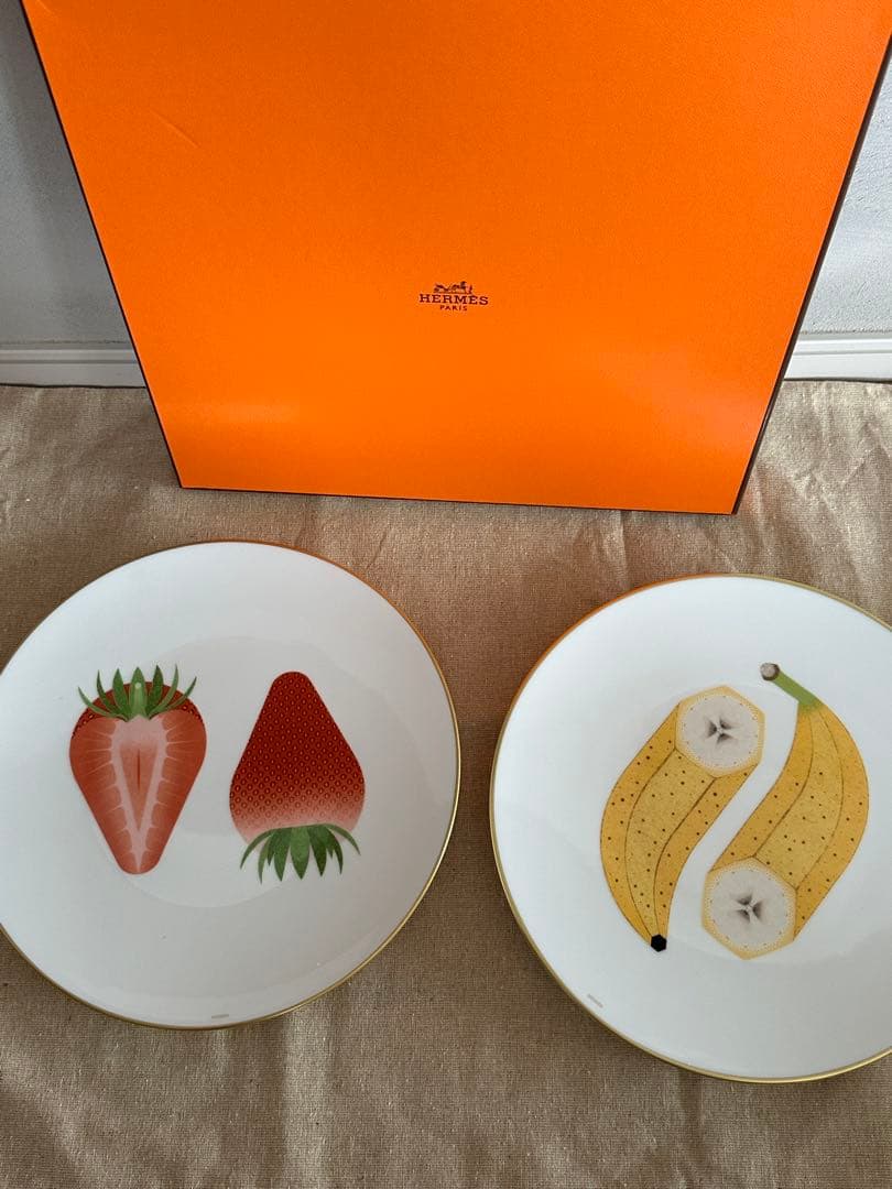 新品HERMES フルーツデザイン皿 2枚セット
