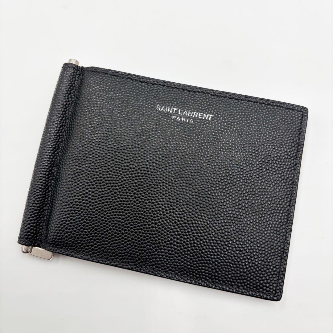 サンローラン　SAINTLAURENT マネークリップ　2つ折り財布　ブラック