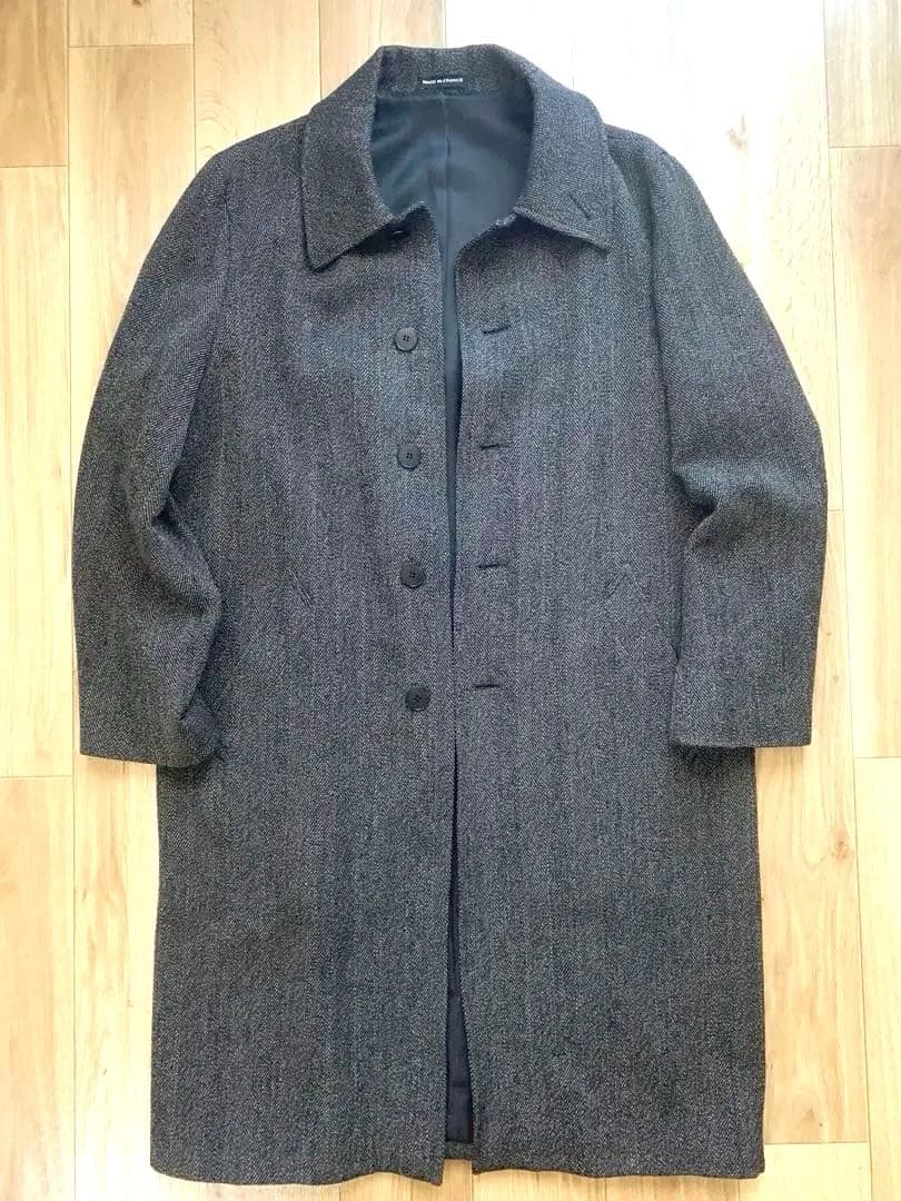 フランス製 agnes b アニエスべー ヘリンボーン ステンカラーコート