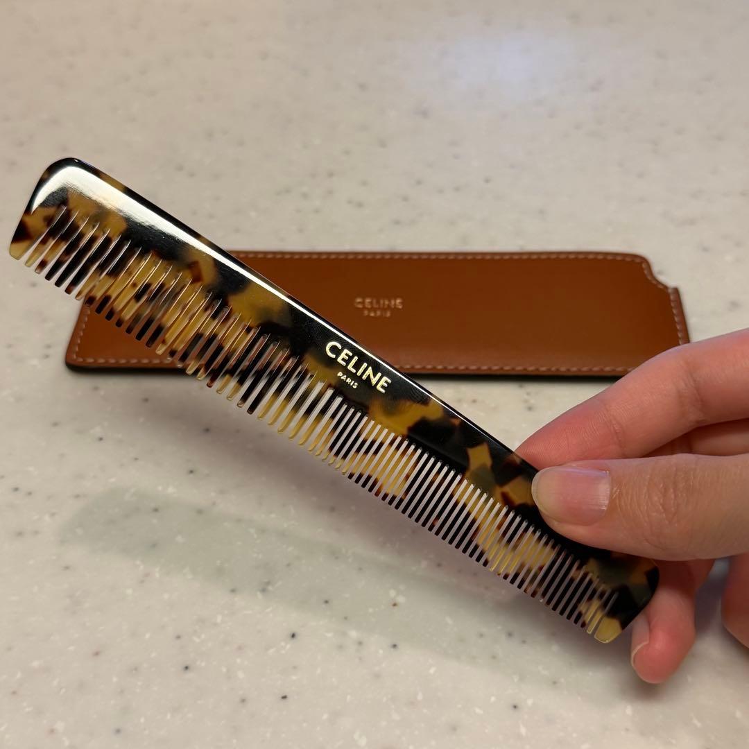 【新品・未使用】ケース付きヘアコーム/ナチュラルカーフスキン タン