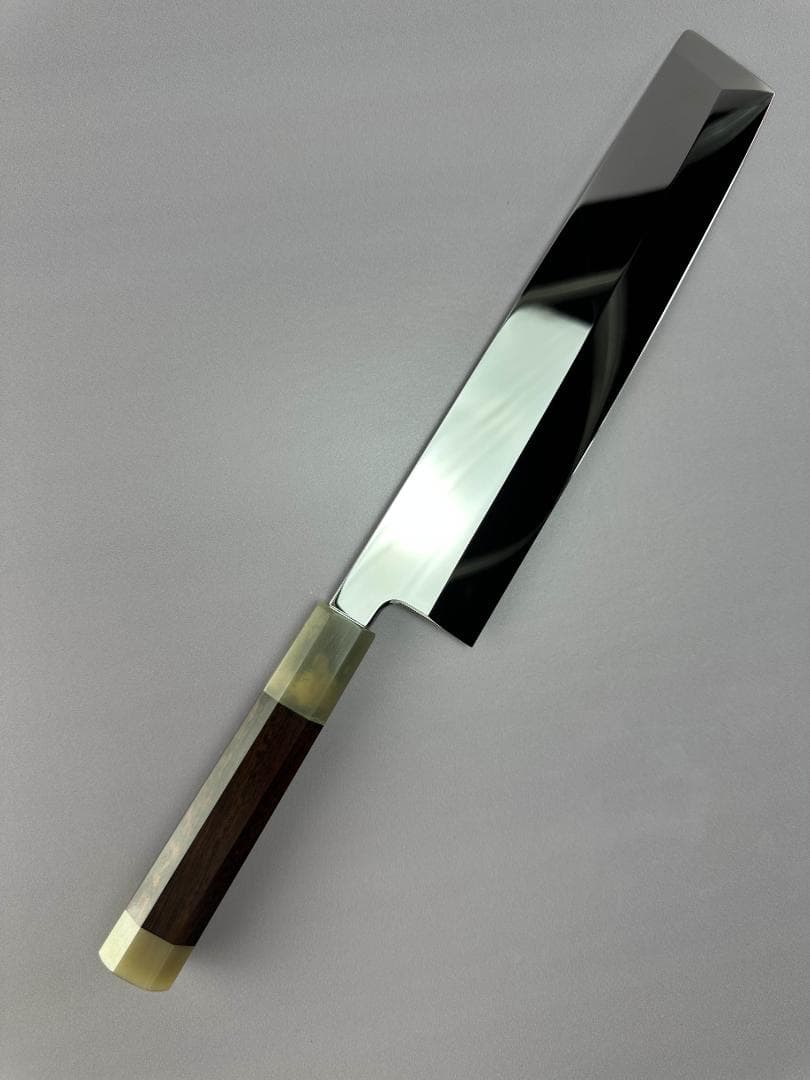 5613 角型薄刃包丁 8寸 ウルトラ鏡面仕上げ 刺身包丁 スネークウッド八角柄