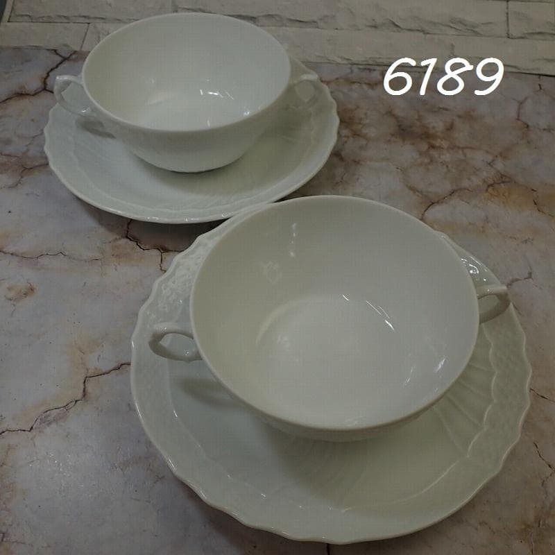 RU-6189 リチャードジノリ　ベッキオホワイト　スープカップ＆ソーサー　ペア