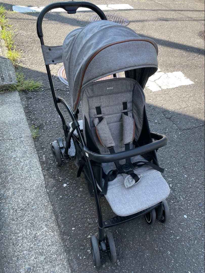 ハチ【雨カバー付】KATOJI 2人乗りベビーカー 2シーター カトージ