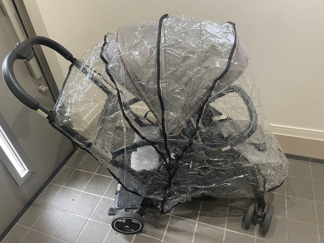 ハチ【雨カバー付】KATOJI 2人乗りベビーカー 2シーター カトージ