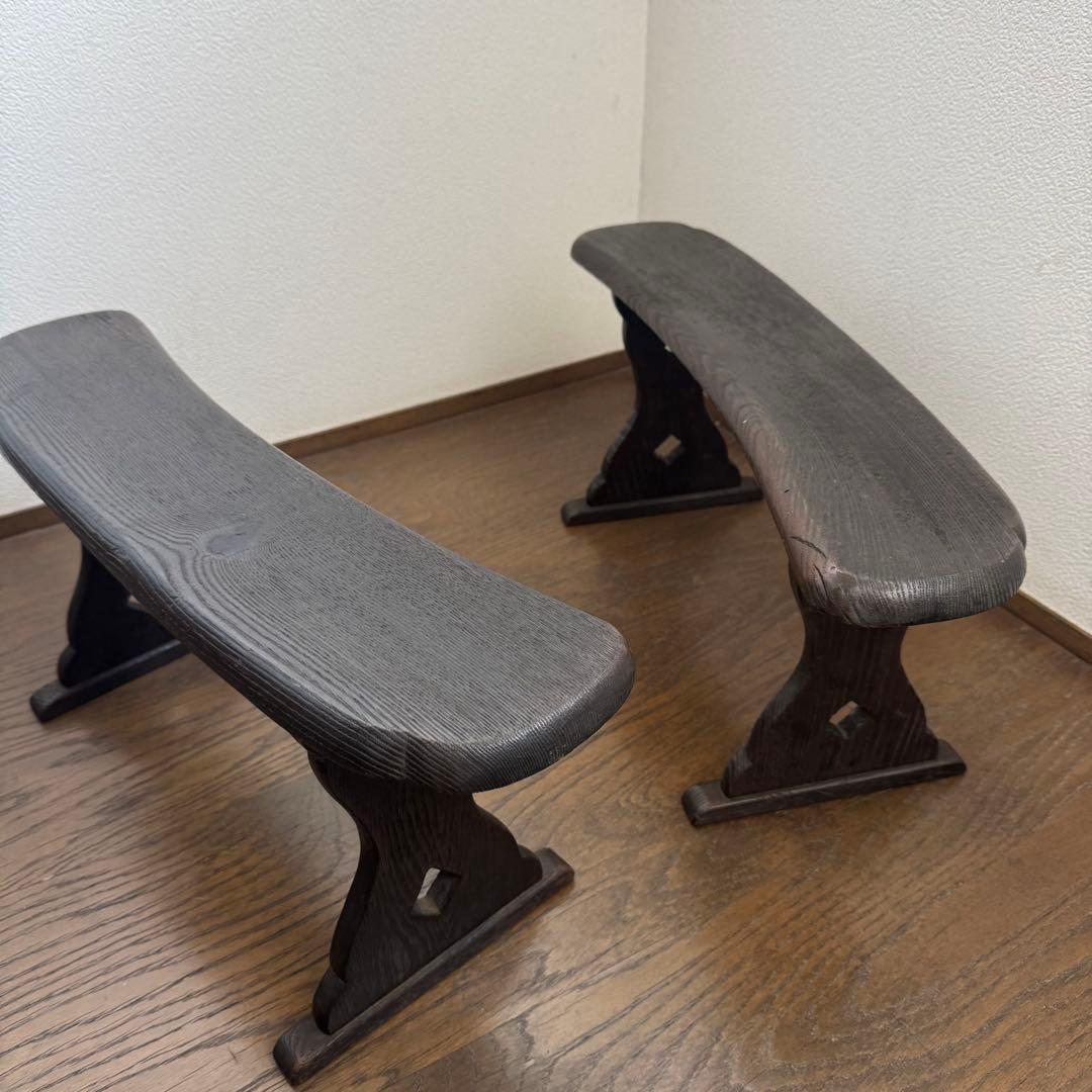 脇息 肘掛け 肘掛け 木製 透かし 2点 和風 家具 インテリア レトロ