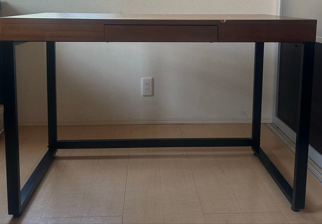 木製アイアン　パソコンデスク 引き出し付き