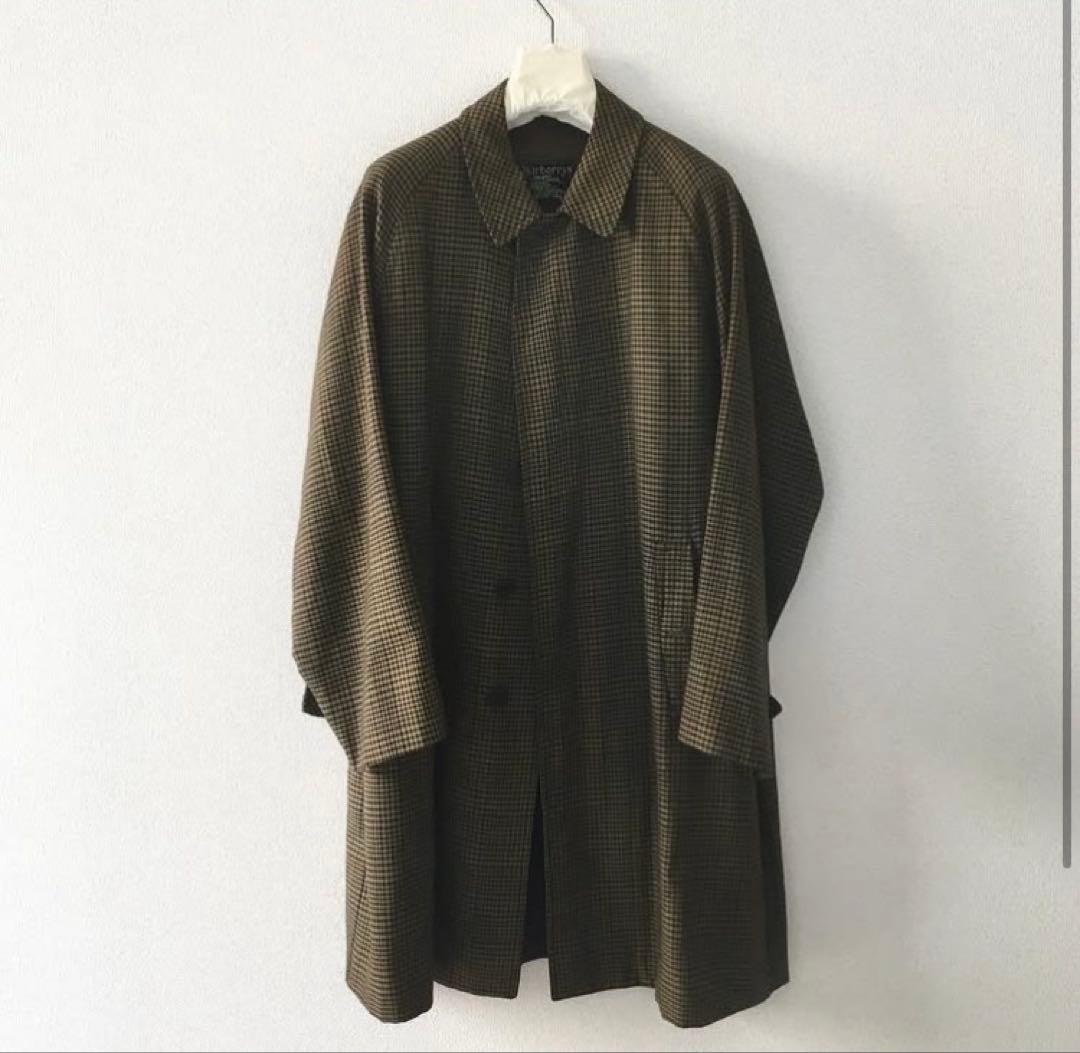 ヴィンテージ バーバリー　一枚袖　ウール　ブラウンチェック　ツィード　コットン