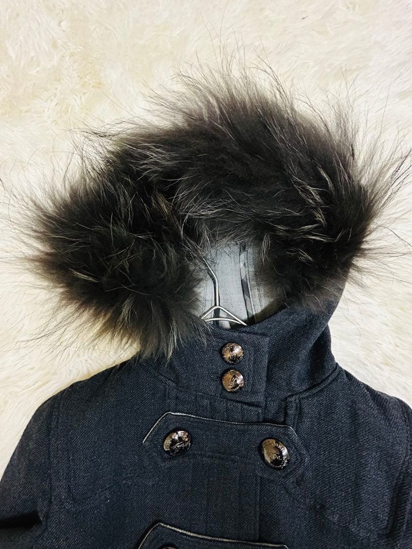 Burberry Blue Label ファー付ウールコート40ナポレオンコート