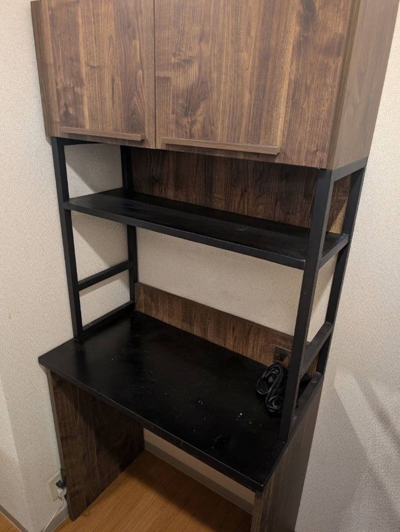 【送料込み】ダークブラウン キッチンカウンター / 食器棚