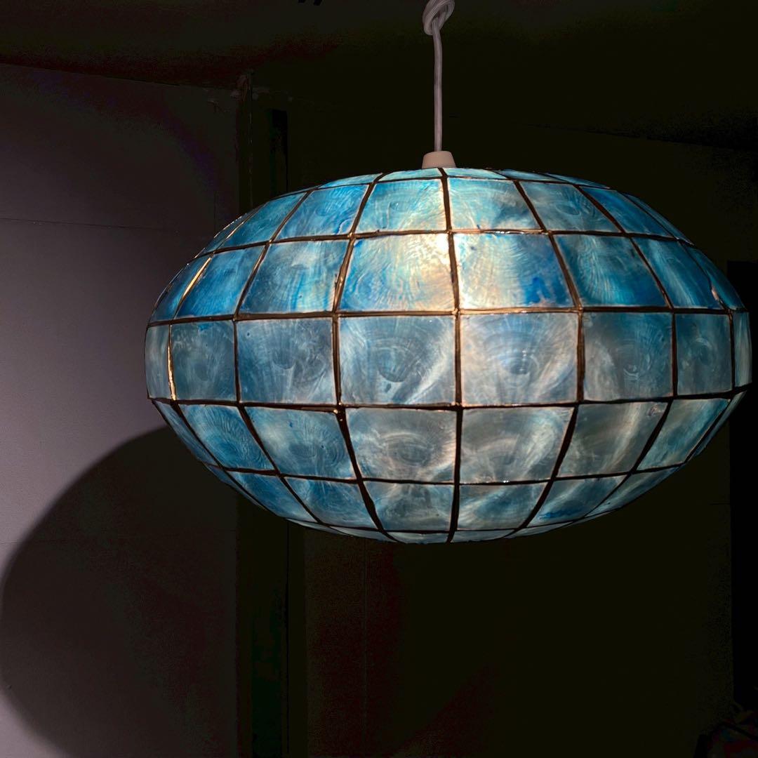 カピスシェル ペンダントライト アジアン モロカン ブルー インテリア照明