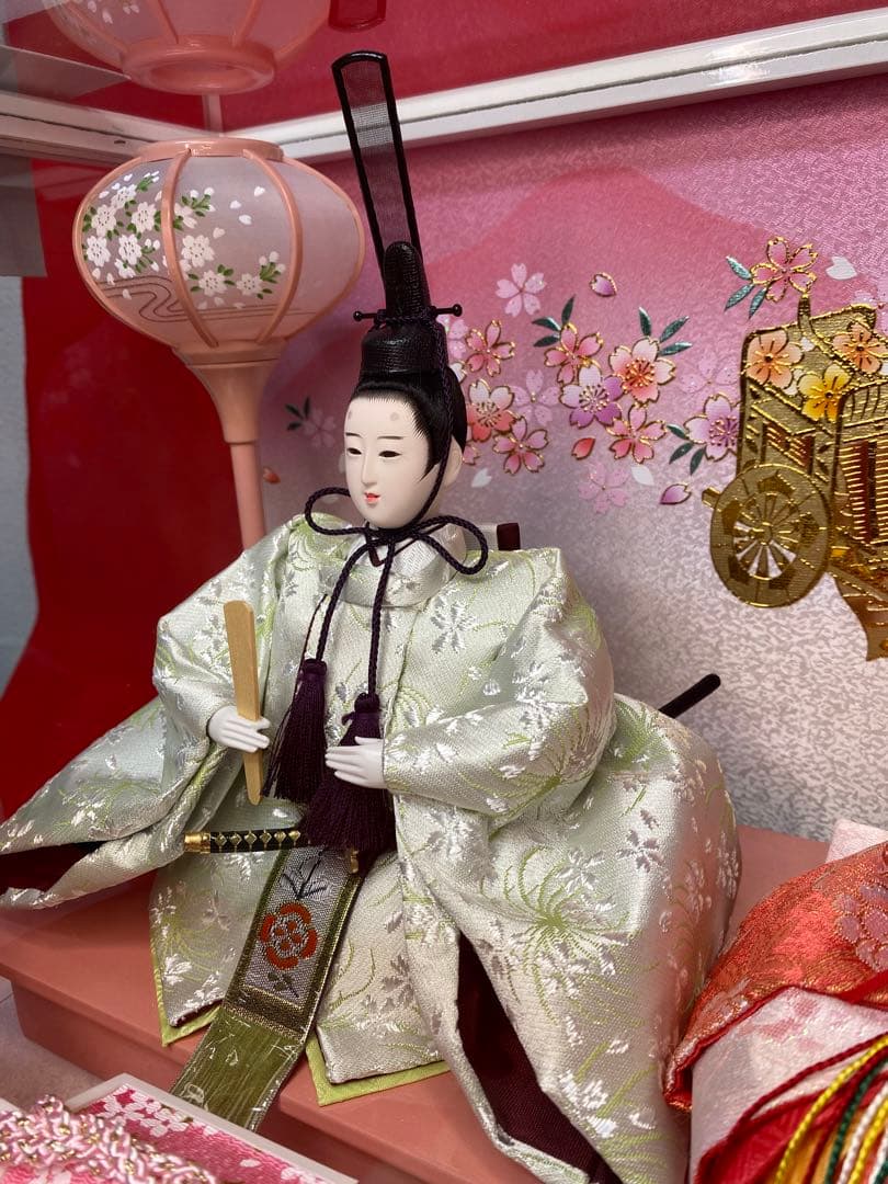 東京久月　雛人形　ガラスケース入り親王飾り・間口約４９×奥行約３１×高さ約３４㎝