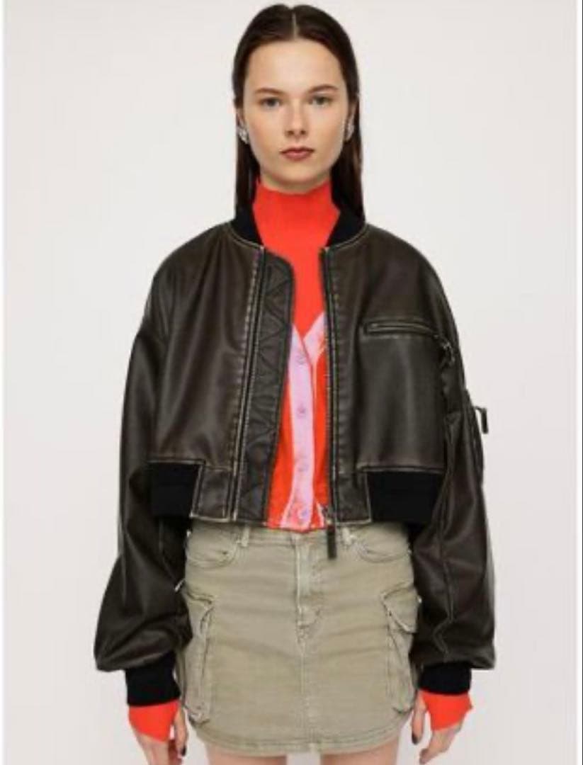 SLY スライ VINTAGE F/LEATHER CROP ブルゾン レザー