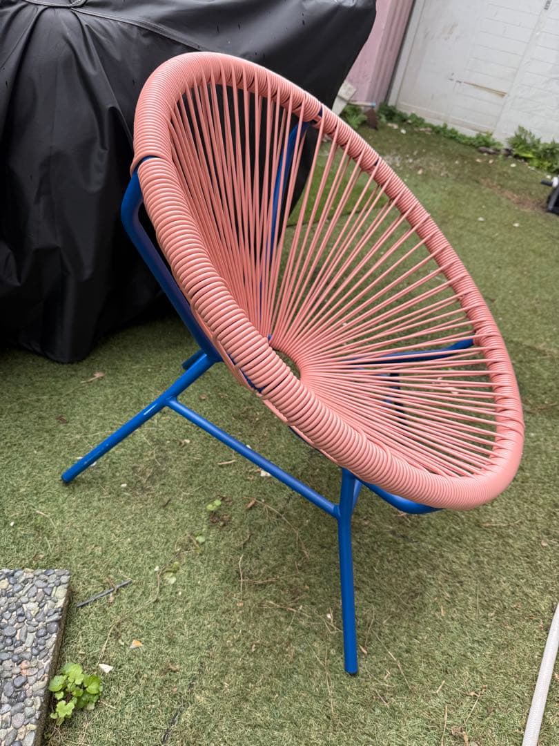引取　引渡　廃盤 Francfranc ロータスパーソナルチェア ピンク×ブルー