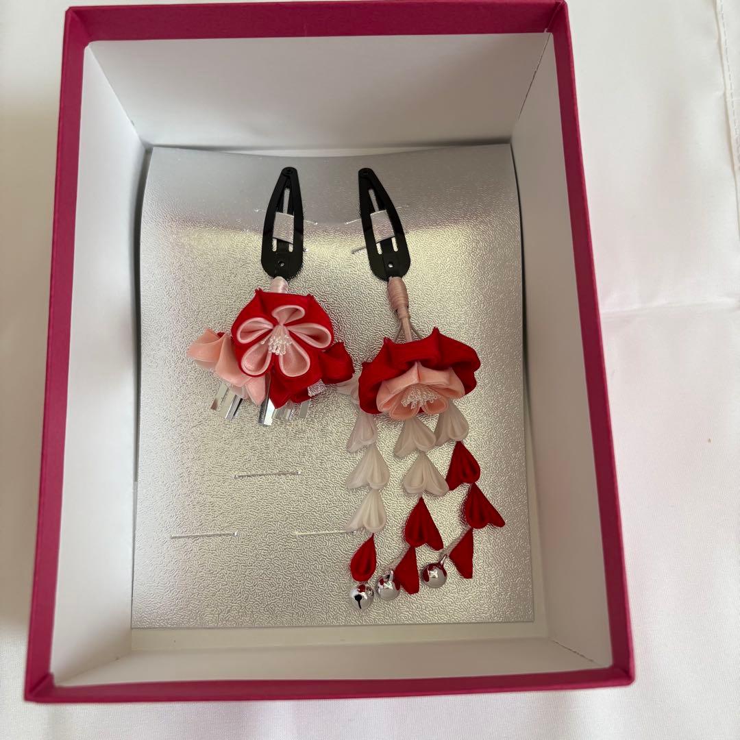 おはりばこ　八重梅　七五三 髪飾り 三歳　日本髪　つまみ細工