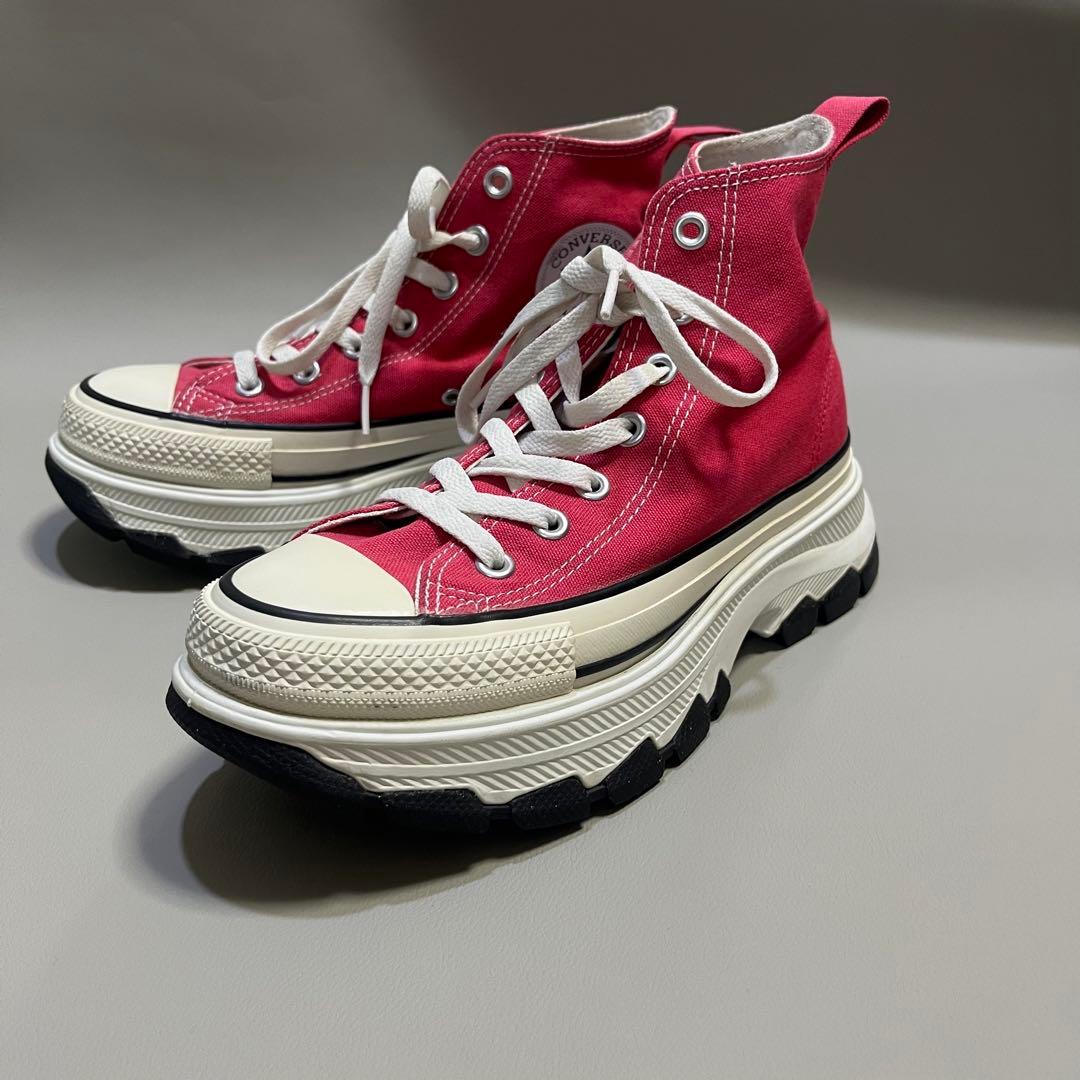 CONVERSE トレックウェーブ ハイカット レッド 24.5cm 厚底