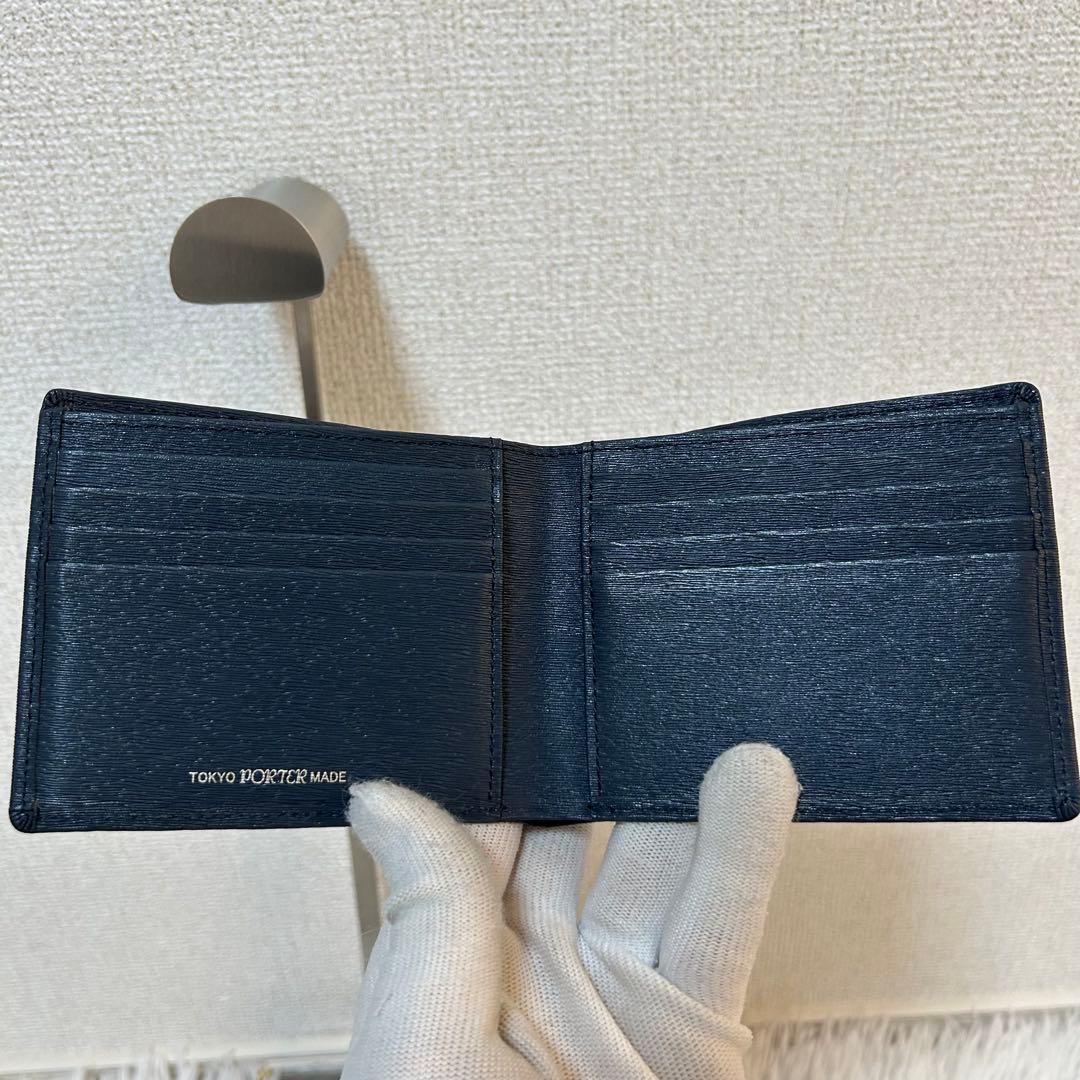 【未使用級✨人気商品/カレント】ポーター　折り財布　レザー　ネイビー　男女兼用