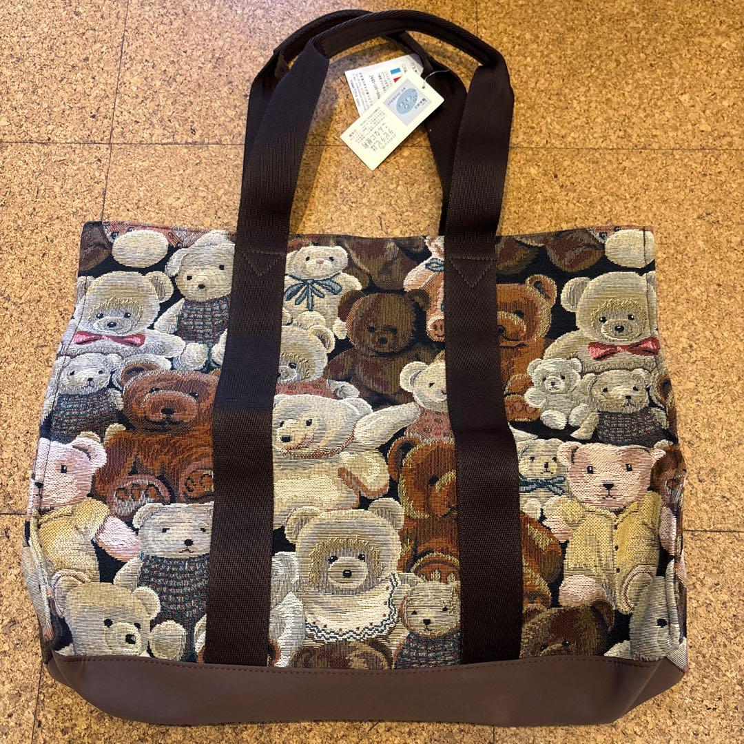 テディベア柄キャンバスエコバッグ