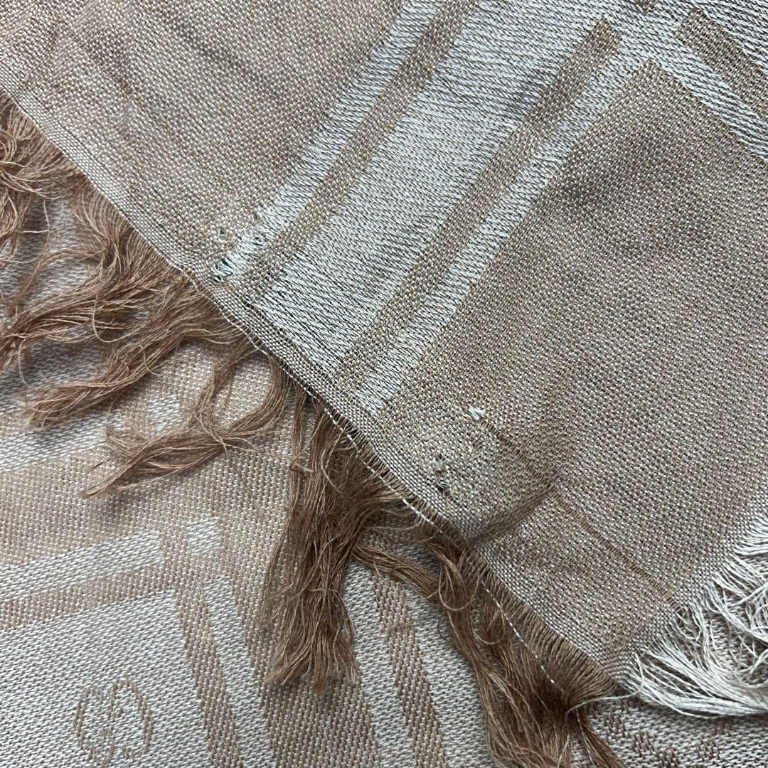 グッチ 大判 ショールストール GG柄 コットン100 フリンジ ピンク 総柄