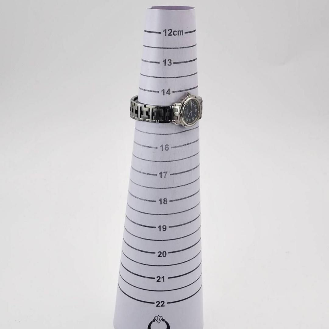 エルメス クリッパー 腕時計　ネイビー文字盤　レディース　シルバー　Hベルト