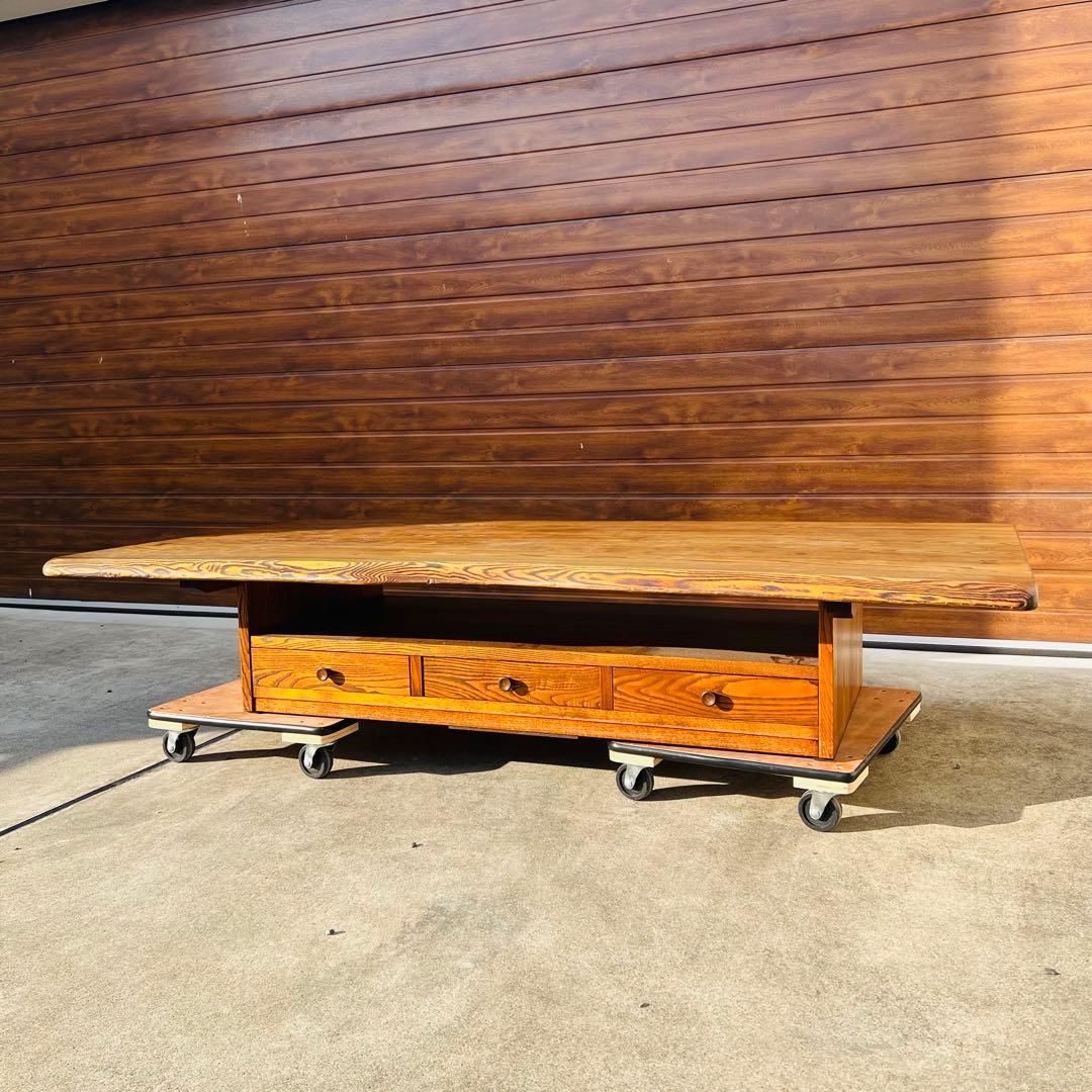 美品 高級 座卓 センターテーブル 一枚板 無垢 和室 ローテーブル 引き出し