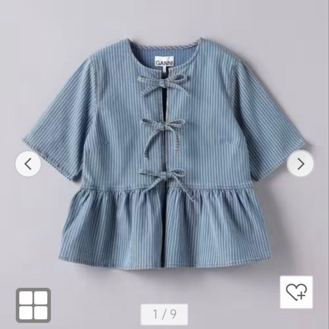 GANNI ストライプ フリルブラウス M