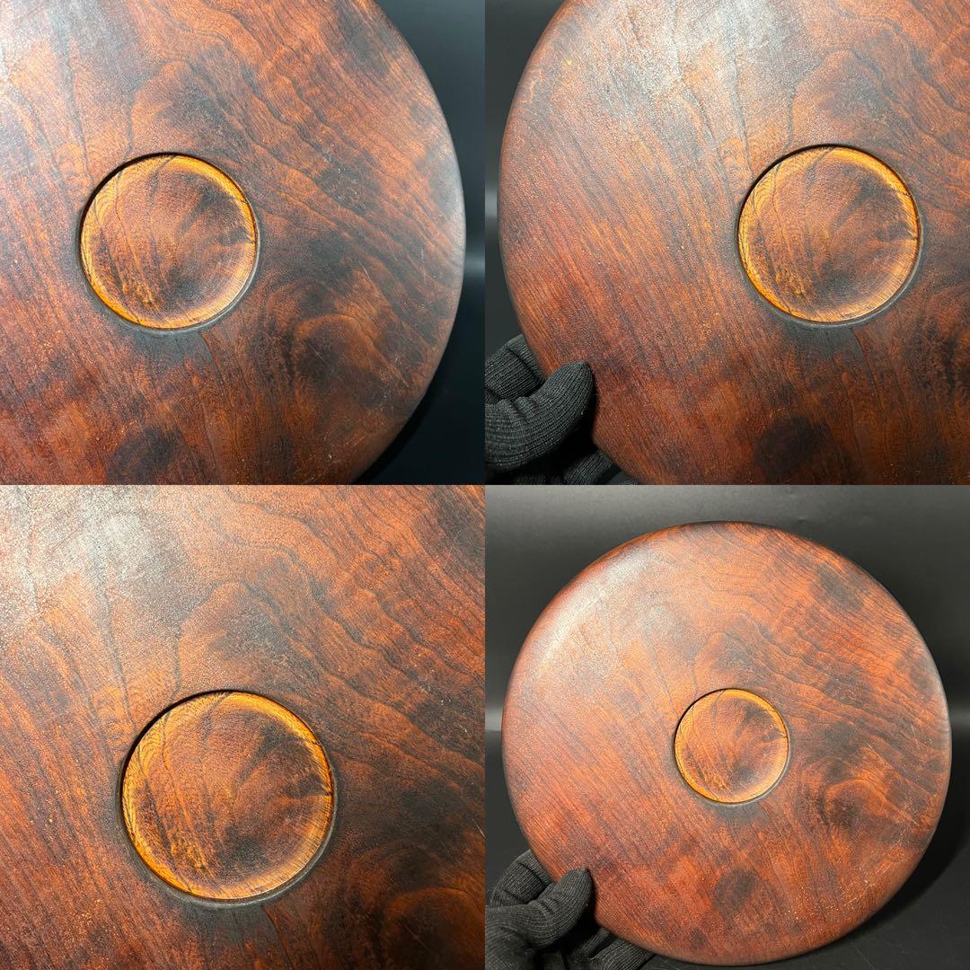 江戸後期〜明治初期 欅製 くり抜き丸盆 拭き漆 酒盆 茶盆 民藝 数寄者向け