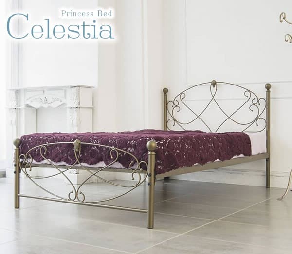 高級感 おしゃれ 姫系 ガーリー かわいい ベッドフレーム セミダブル ゴールド