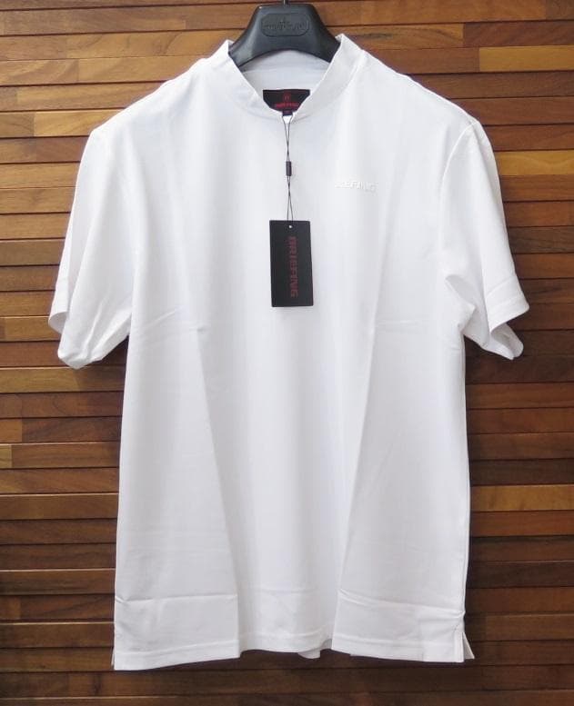 BRIEFING GOLFブリーフィングゴルフバックロゴラインシャツホワイトⓂ