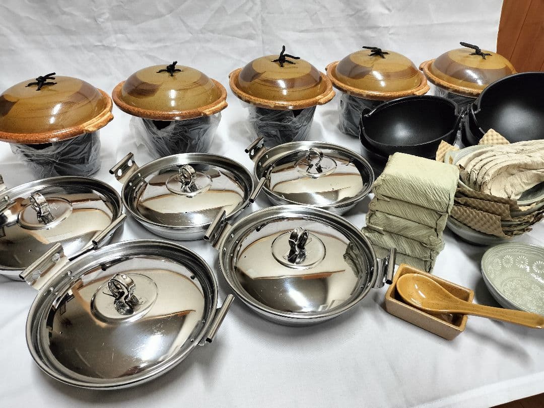 ラスト1　一人鍋3種　5人分セット高級有田焼陶板 　器付き