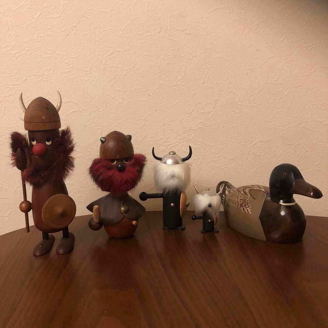 貴重　ノギンス　バイキング 木製人形　コンプリートセット デコイDECOY坪源