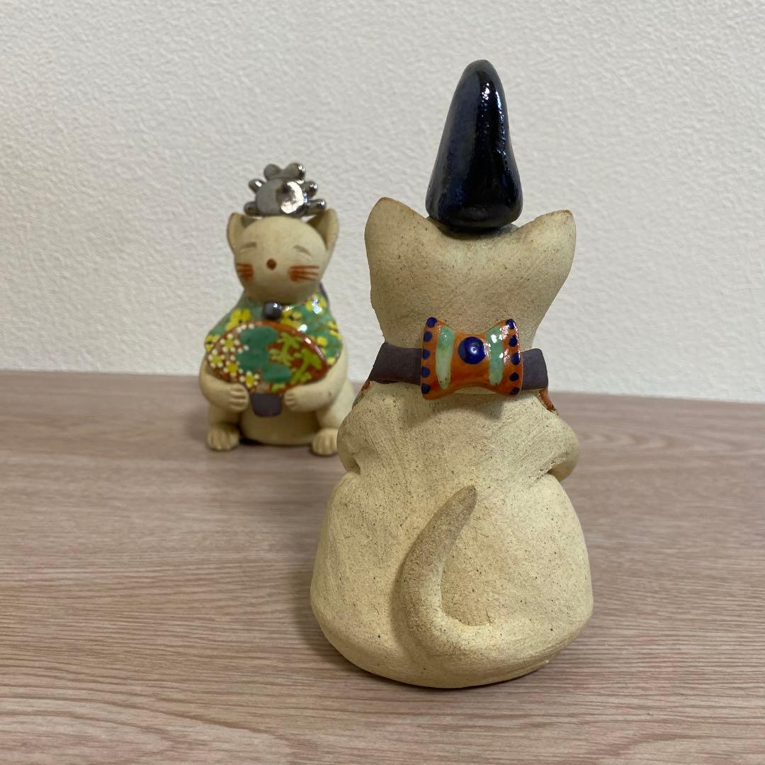 一点物　希少　益子焼　加藤麻里作　陶器雛人形 猫の嫁入り
